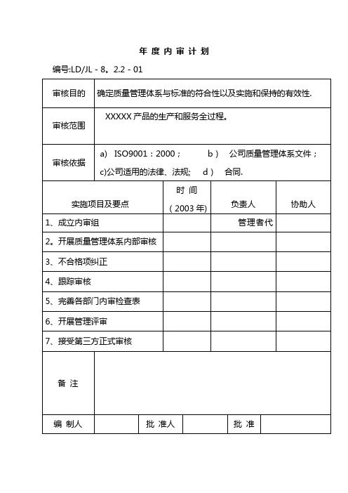 质量管理体系内部审核全套资料