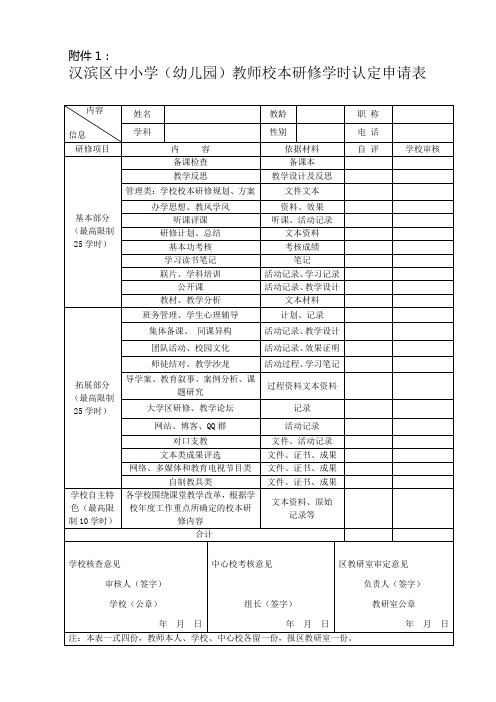 学时认定申请表