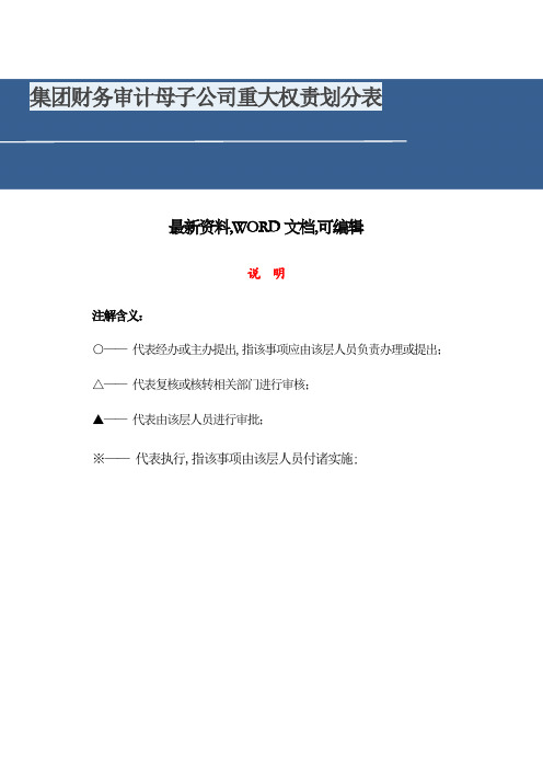 集团财务审计母子公司重大权责划分表