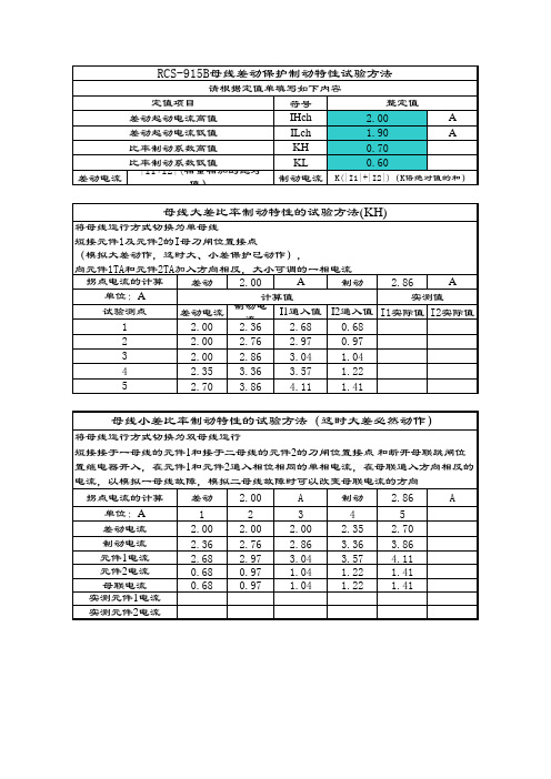 RCS-915母线差动保护试验方法