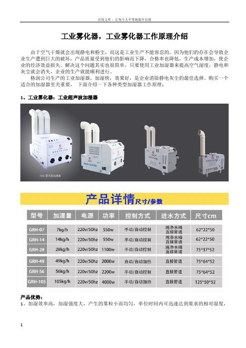 工业雾化器业雾化器工作原理介绍