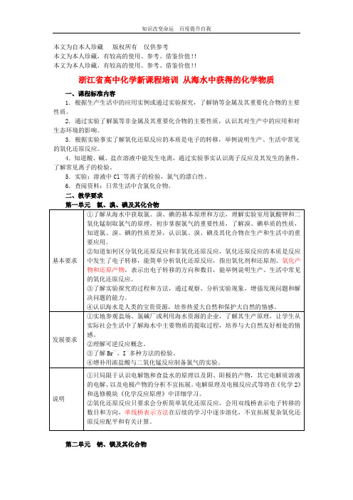 b6浙江省高中化学新课程培训 从海水中获得的化学物质 苏教版