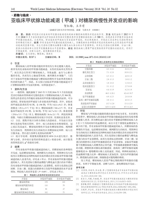 亚临床甲状腺功能减退(甲减)对糖尿病慢性并发症的影响