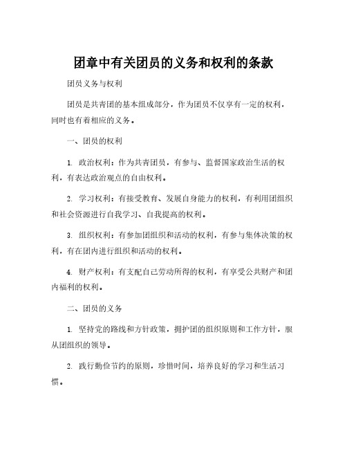 团章中有关团员的义务和权利的条款