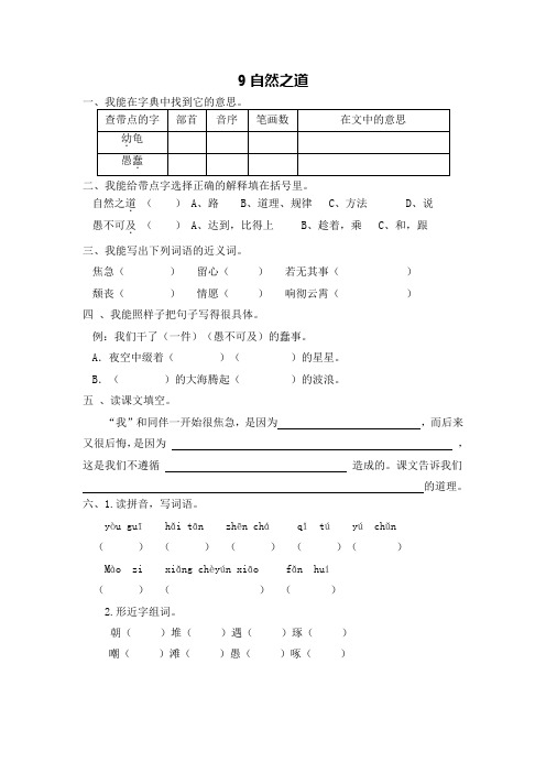 四年级语文下册9自然之道练习