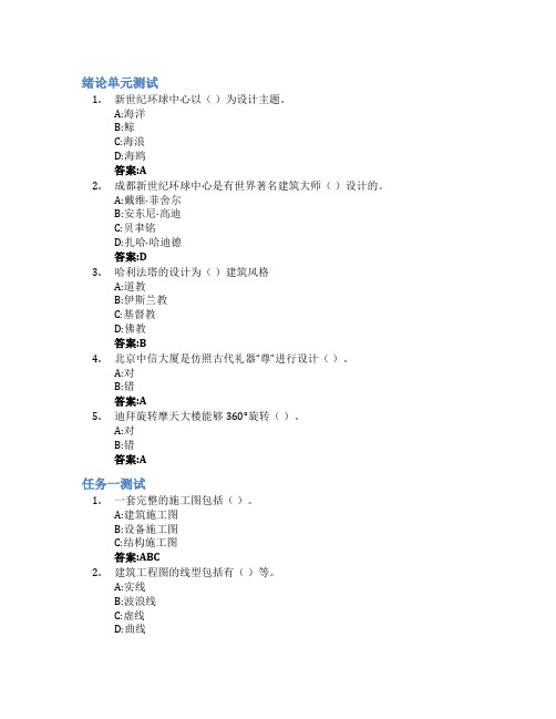 建筑工程识图智慧树知到答案章节测试2023年酒泉职业技术学院