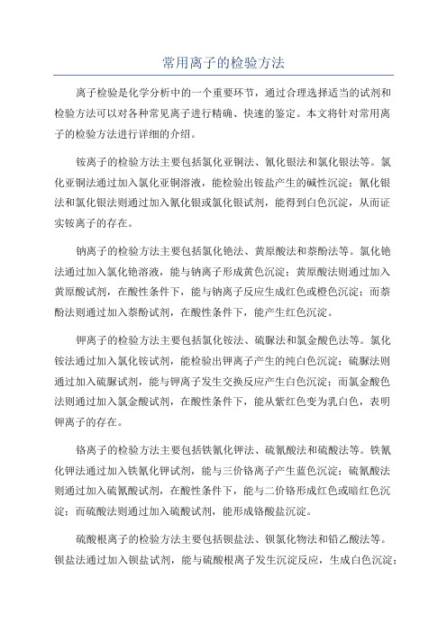 常用离子的检验方法