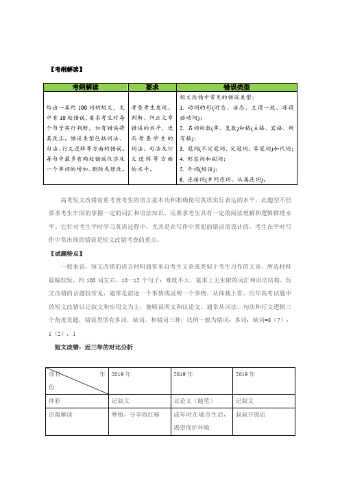 2017届高考英语二轮复习大题冲关秘籍短文改错：名校模拟(含解析)