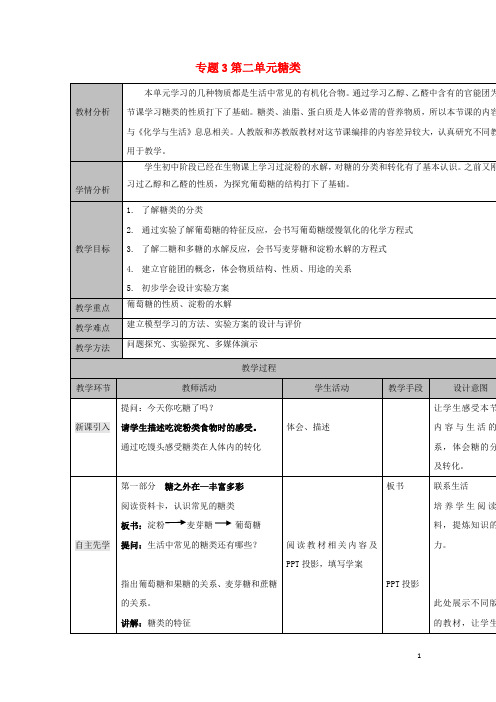 高中化学专题3有机化合物的获得与应用3.2.1糖类(1)教学设计苏教版必修2