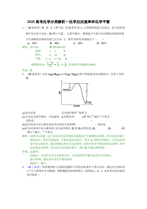 2020高考化学分类解析-化学反应速率和化学平衡