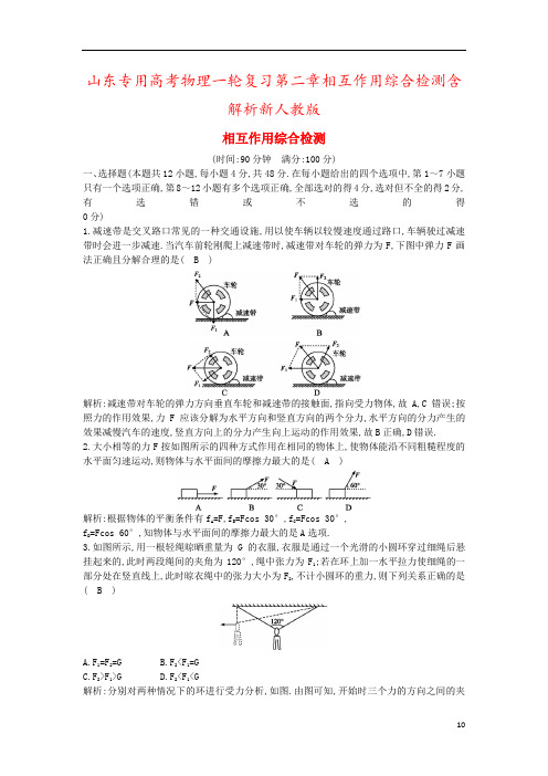 山东专用高考物理一轮复习第二章相互作用综合检测含解析新人教版