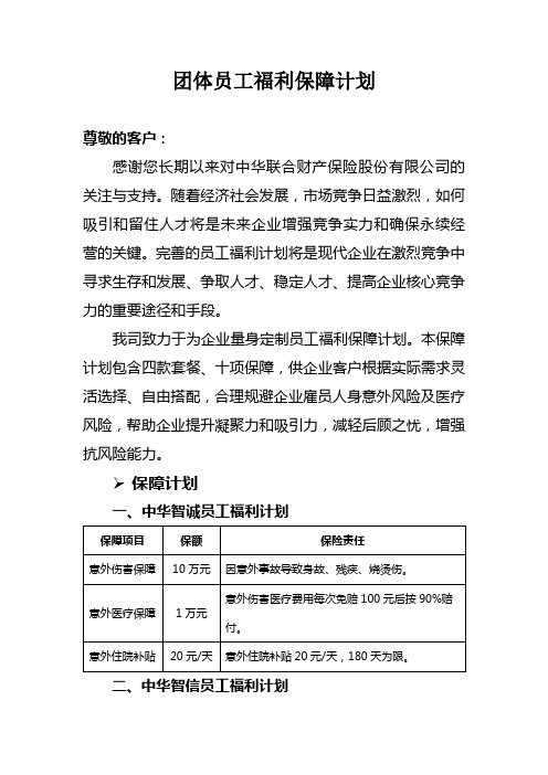 团体员工福利保障计划