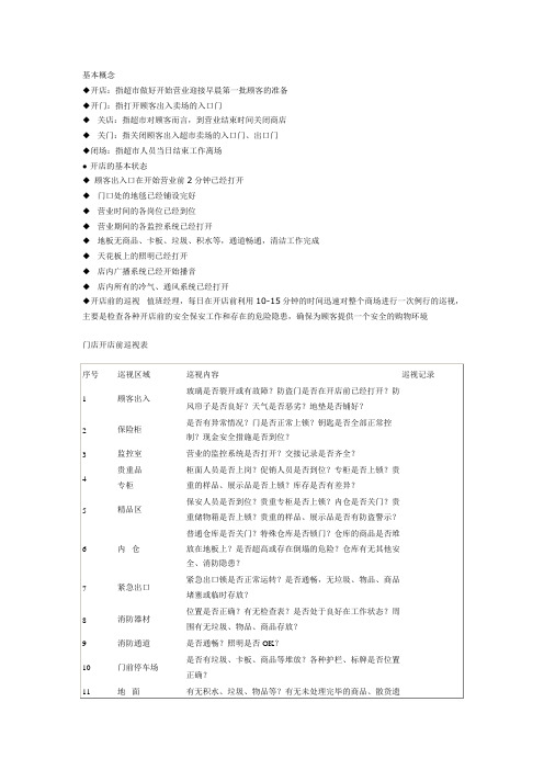 超市开店、闭店流程