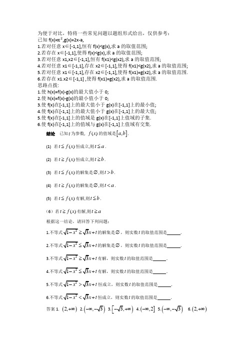 函数中的恒成立问题(六个类型)