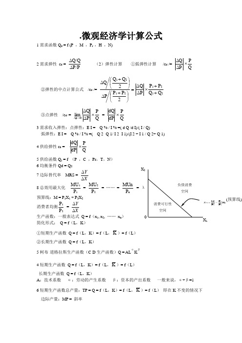 微观经济学计算公式(精简版)