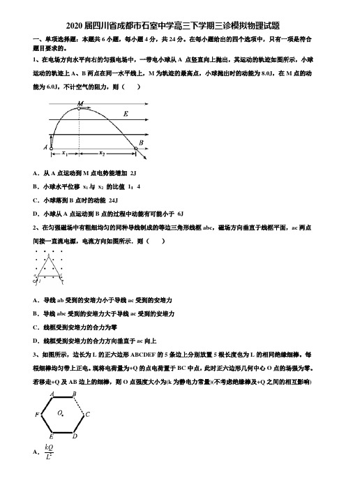 2020届四川省成都市石室中学高三下学期三诊模拟物理试题含解析【附15套高考模拟卷】