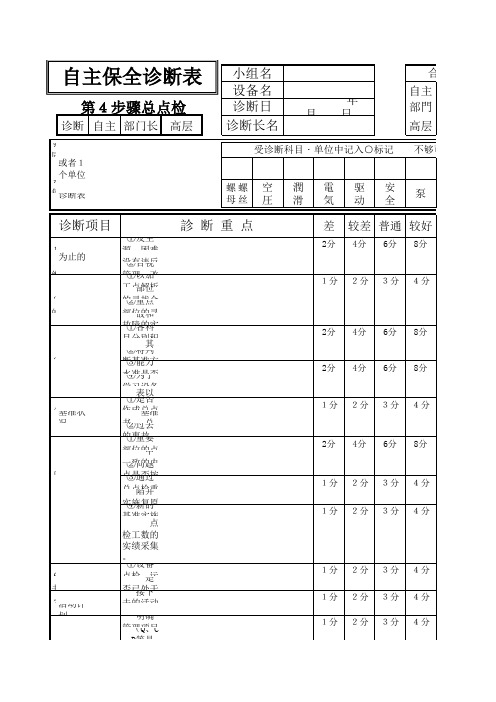 TPM表5 AM 步骤4 总点检诊断表