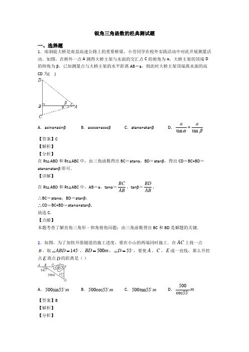 锐角三角函数的经典测试题