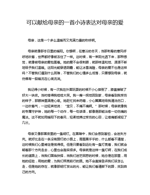 可以献给母亲的一首小诗表达对母亲的爱