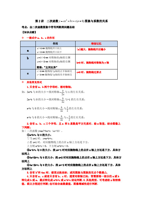 2023学年浙江九年级数学上学期章节重难点知识讲义第02讲 二次函数图象与系数的关系(解析版)