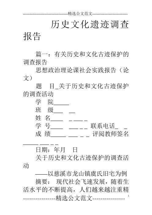 历史文化遗迹调查报告