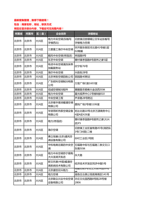 新版北京市北京市大兴区中央空调企业公司商家户名录单联系方式地址大全45家