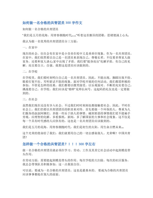 做合格共青团员征文范文三篇