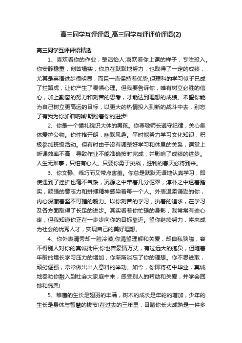 高三同学互评评语_高三同学互评评价评语（2）