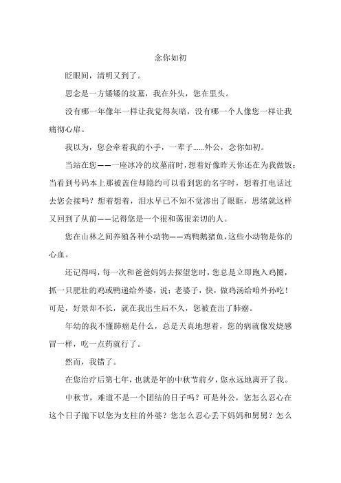 念你如初-作文