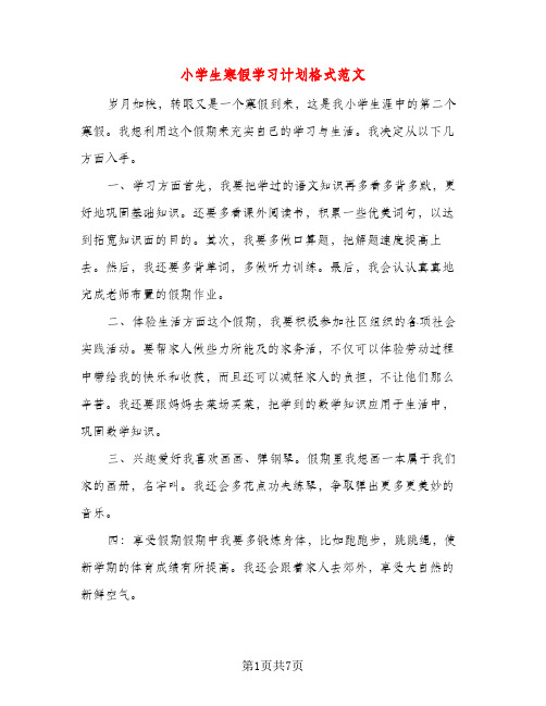 小学生寒假学习计划格式范文（五篇）