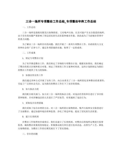 三合一场所专项整治工作总结_专项整治年终工作总结