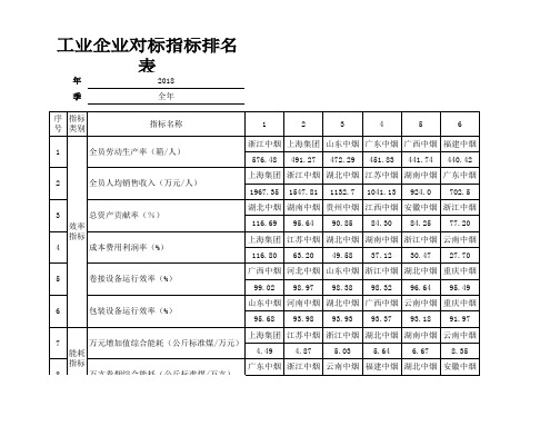 工业企业对标指标排名表