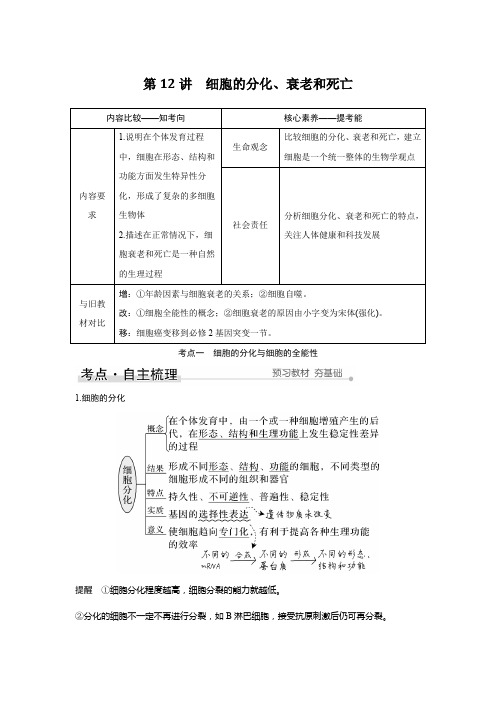 第12讲 细胞的分化、衰老和死亡