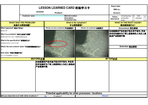 Lesson Learned Card