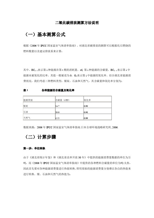 二氧化碳排放测算方法说明