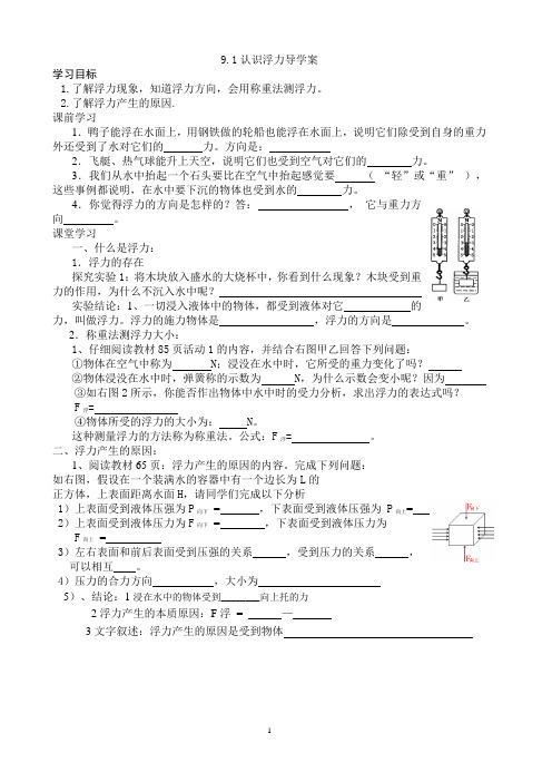 9.1认识浮力导学案打印