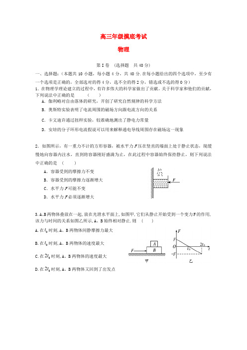 山东省临沂市临沭县高三物理下学期摸底考试试题新人教版