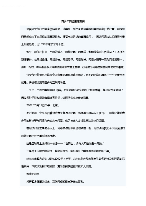 青少年网络犯罪案例