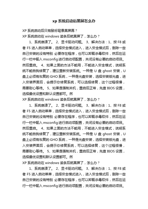 xp系统启动后黑屏怎么办