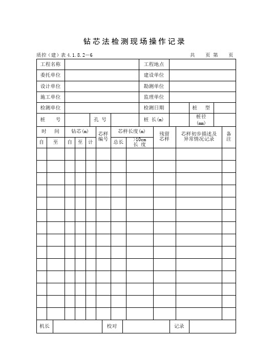 121钻芯法检测现场操作记录