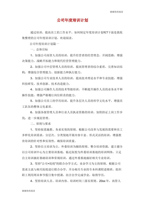 公司年度培训计划.doc