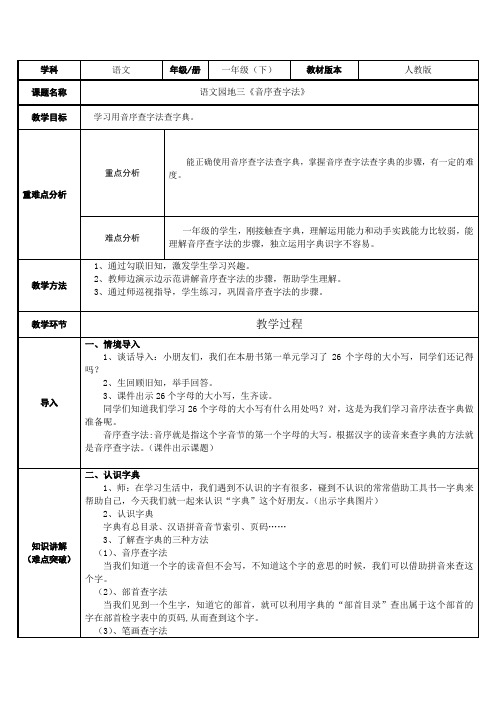 人教部编版一年级下册语文园地三教案