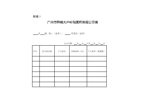 广州市种粮大户补贴面积申报公示表