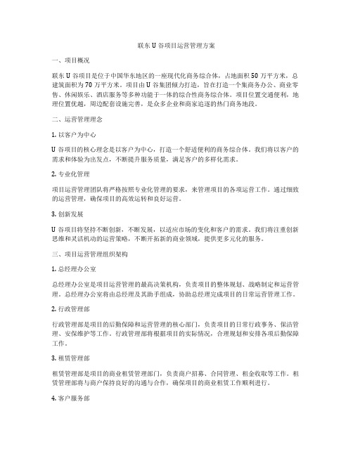 联东U谷项目运营管理方案