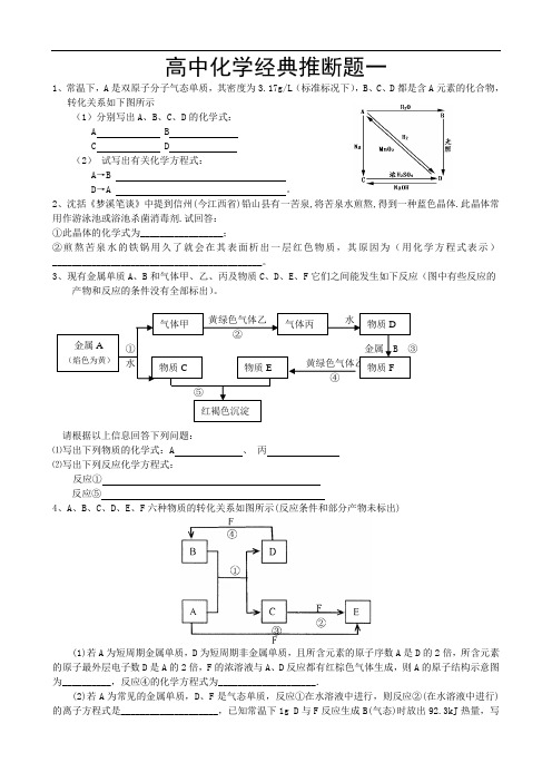 高中化学经典推断题