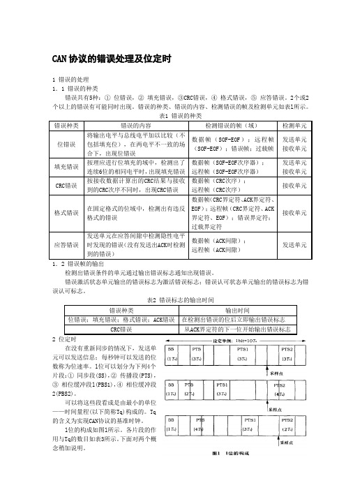 CAN协议的错误处理及位定时