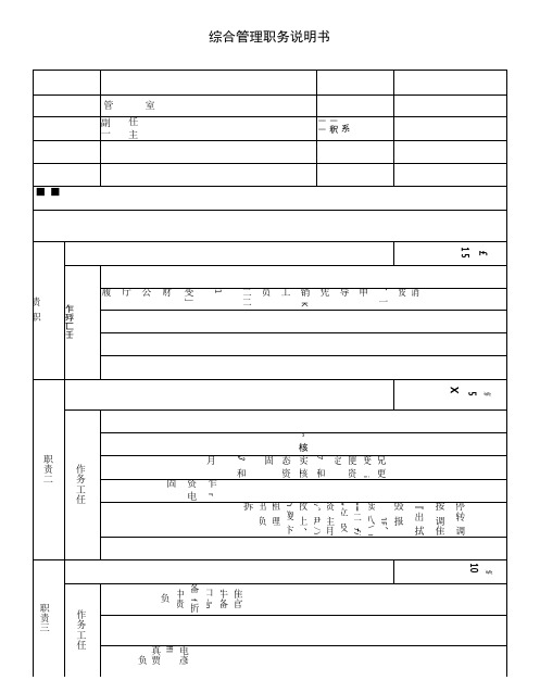 通信行业-网管中心监控室-综合管理岗位说明书
