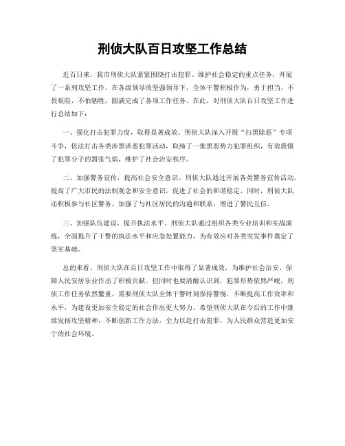 刑侦大队百日攻坚工作总结