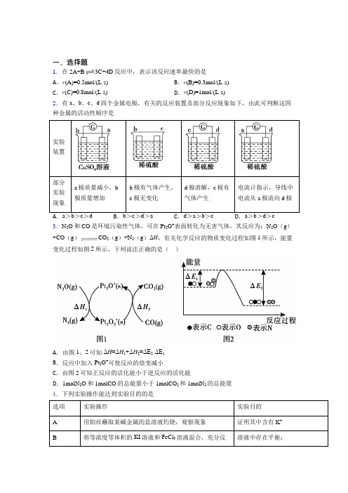 四川眉山市高中化学必修二第六章《化学反应与能量》经典测试题(答案解析)