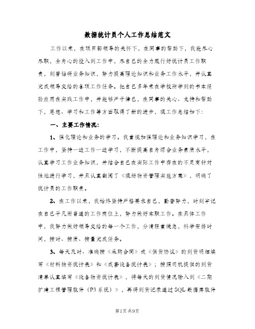 2023年数据统计员个人工作总结范文(四篇)